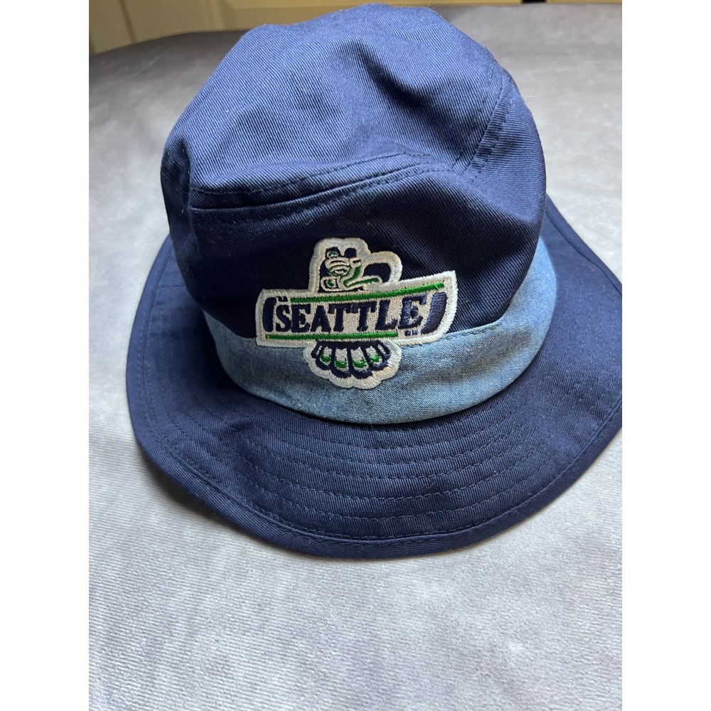 Reebok Face Off Seattle Bucket Hat Unisex S/M Navy Blue Denim Trim Embroidered